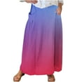 thumbnail image 4 of LIBRCLO Skirts for Women Maxi Length Gradient Printed Elastic Waistband Pleated Skirts with Pocket Summer Casual Clothes, 4 of 6