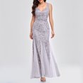 thumbnail image 4 of Vedolay Women'S Dresses Women Summer Bohemian Floral Formal Wrap V Neck Ruffle Cap Sleeveless Belt A-Line Dress,Gray M, 4 of 5