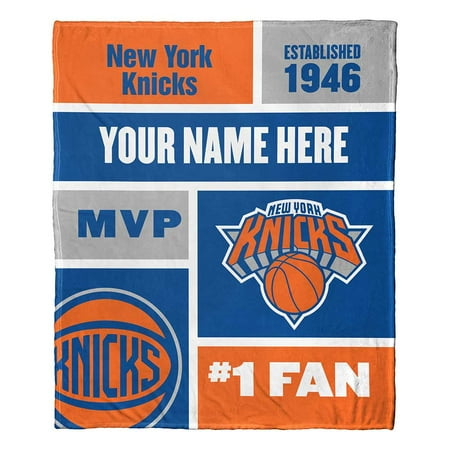 New York Knicks NBA Colorblock Personalized Silk Touch Throw Blanket