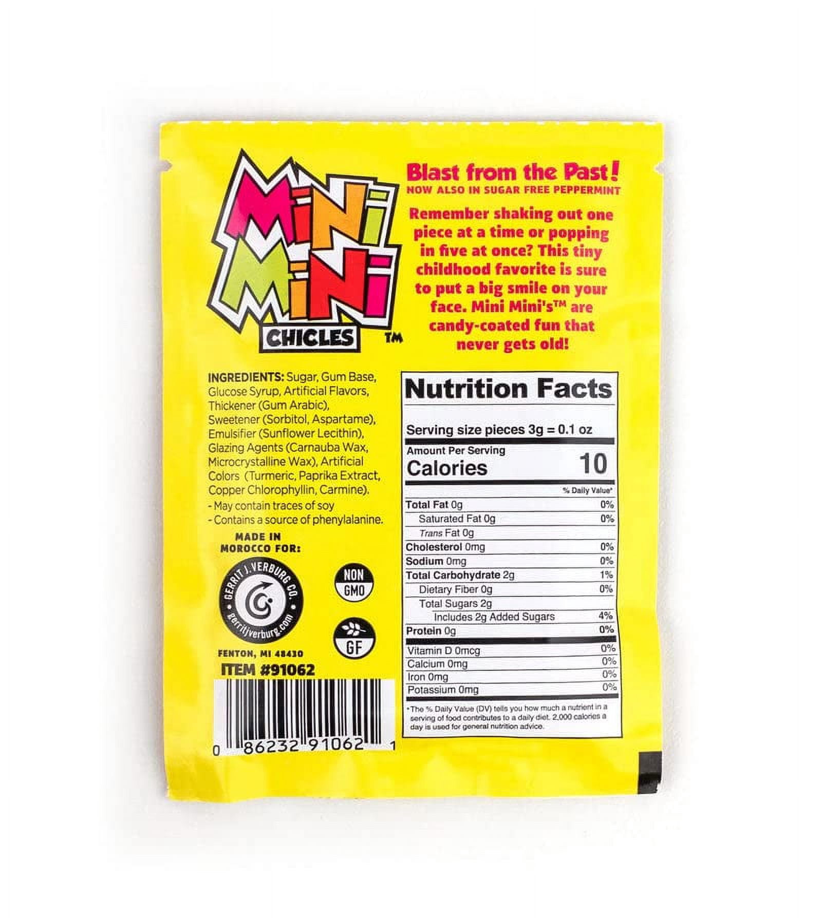 Gerrits Mini Mini Fruit Chicles Gum, 0.79 Ounce Pouches - 20 Count Display Box