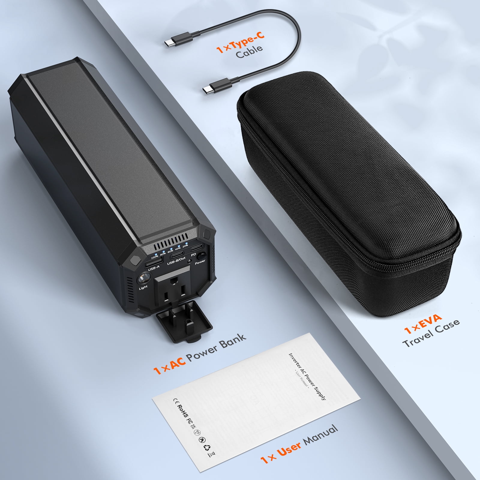 PADJYYUSZ N55 Portable Power Pack with Built-In Wall Plug, 31200 mAh，Fast charger