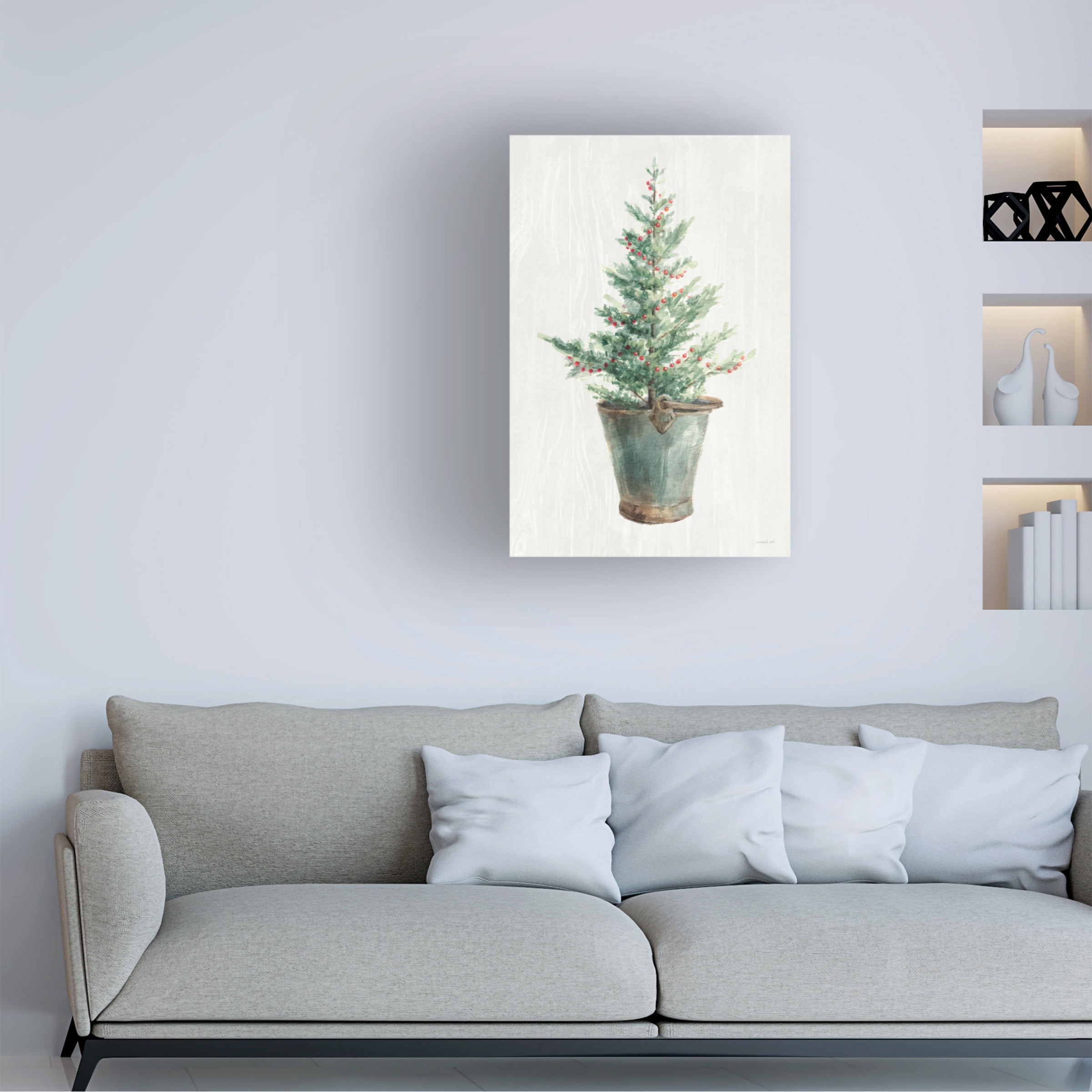 Danhui Nai 'White and Bright Christmas Tree I' Canvas Art