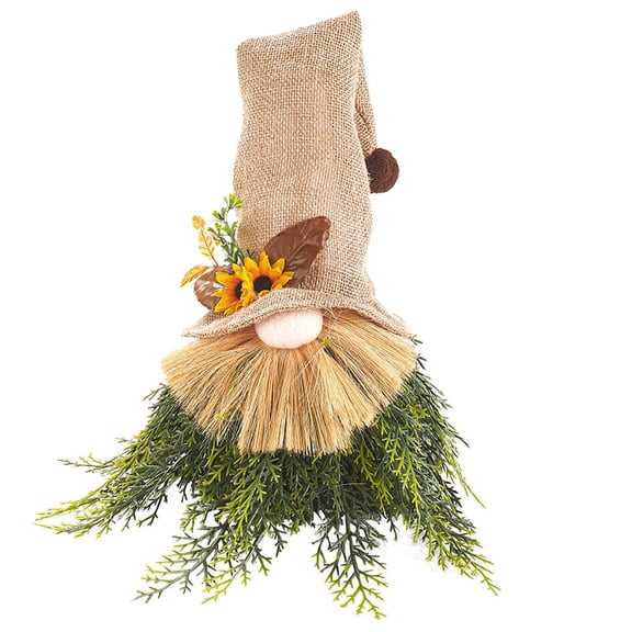Decorative Faux Prairie Grass Tree and Gnome Decoration