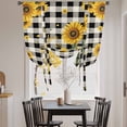 thumbnail image 3 of Sunflower Checked Balloon Curtains for Living Room/French Door, Vintage Garden Floral Bees Farmhouse Tie Up Curtains 63 Inch Length Energy Saving Kitchen Curtains Shades for Windows 42"x63", 3 of 8