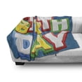 thumbnail image 3 of Birthday Party Soft Flannel Fleece Blanket, Rainbow Colored Happy Birthday Words Typography on Blue Color Backdrop Print, Cozy Plush for Indoor and Outdoor Use, 60" x 80", Multicolor, by Ambesonne, 3 of 6