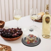 Masteelf Wooden Cake Stand with Glass Dome Cover for Cake Brown Elegant Design Versatile Use 9.8 Inches