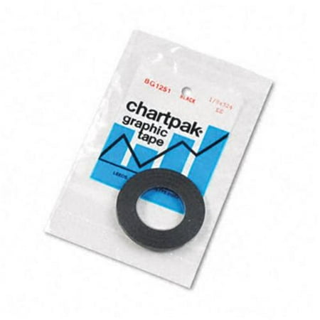 Chartpak BG1251 Graphic Chart Tape- 1/8'' x 9 yards- Glossy Black