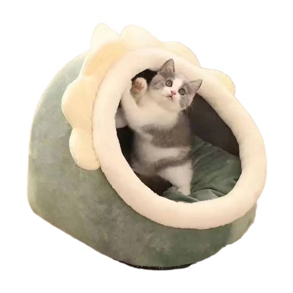 AUQ Cat Beds for Indoor Cats,Plush and Comfortable Cotton Cushion Cat Bed,Charming and Functional Design Pet Bed,S