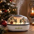 thumbnail image 5 of Christmas Snow Scene Humidifier, Night Light Desktop Mist Maker, Snowman House Tree Decor, Bedroom Office Tabletop Holiday Accent, Xmas Gift, 5 of 7