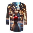 thumbnail image 5 of Ounisa Christmas Shirts for Women Funny Snowflake Elkhorn Plus Size 3/4 Sleeve Tops Cute Crewneck Vacation Christmas Tree Shirt, 5 of 5
