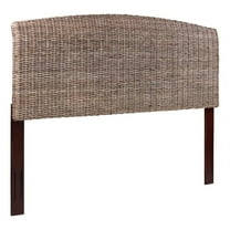Bowery Hill Coastal Rattan/Wood King Headboard in Gray Finish