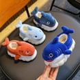 thumbnail image 5 of Xfvqtps Kids Shark Slippers Cute Plush Fuzzy Cover Heel Warm Comfortable Winter Non-Slip PVC Home Shoes Navy-Cover Heel, 5 of 6
