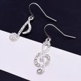 thumbnail image 4 of Pendientes colgantes asimétricos con notas musicales para mujer, pendientes con patrón Musical creativo, regalos de joyería únicos para amantes de la música, 4 of 5