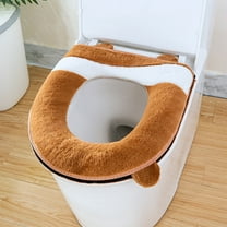 All Season Toilet Seat Cover, Soft Knitted & Washable Toilet Cushion, Universal Fit Household Toilet Mat for Year-Round Comfort(Coffee)