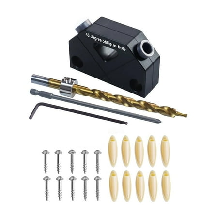 Woodworking Pocket Hole Jig Kit with 45° Punch Locator, Screw Jig Positioner and Dowel Drill Guide Joiner