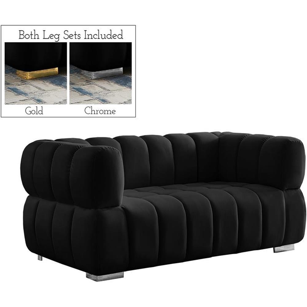 Meridian Furniture Gwen Black Velvet Loveseat