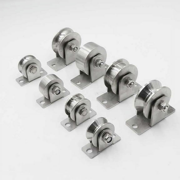 SHISUYAN 2pcs Wall Mounted Pulley Wheel With Internal Bearings Heavy Duty Stainless Steel Cable Pulley V-Shape Cable Pulley Wall Mount Fixed Pulley Wheel