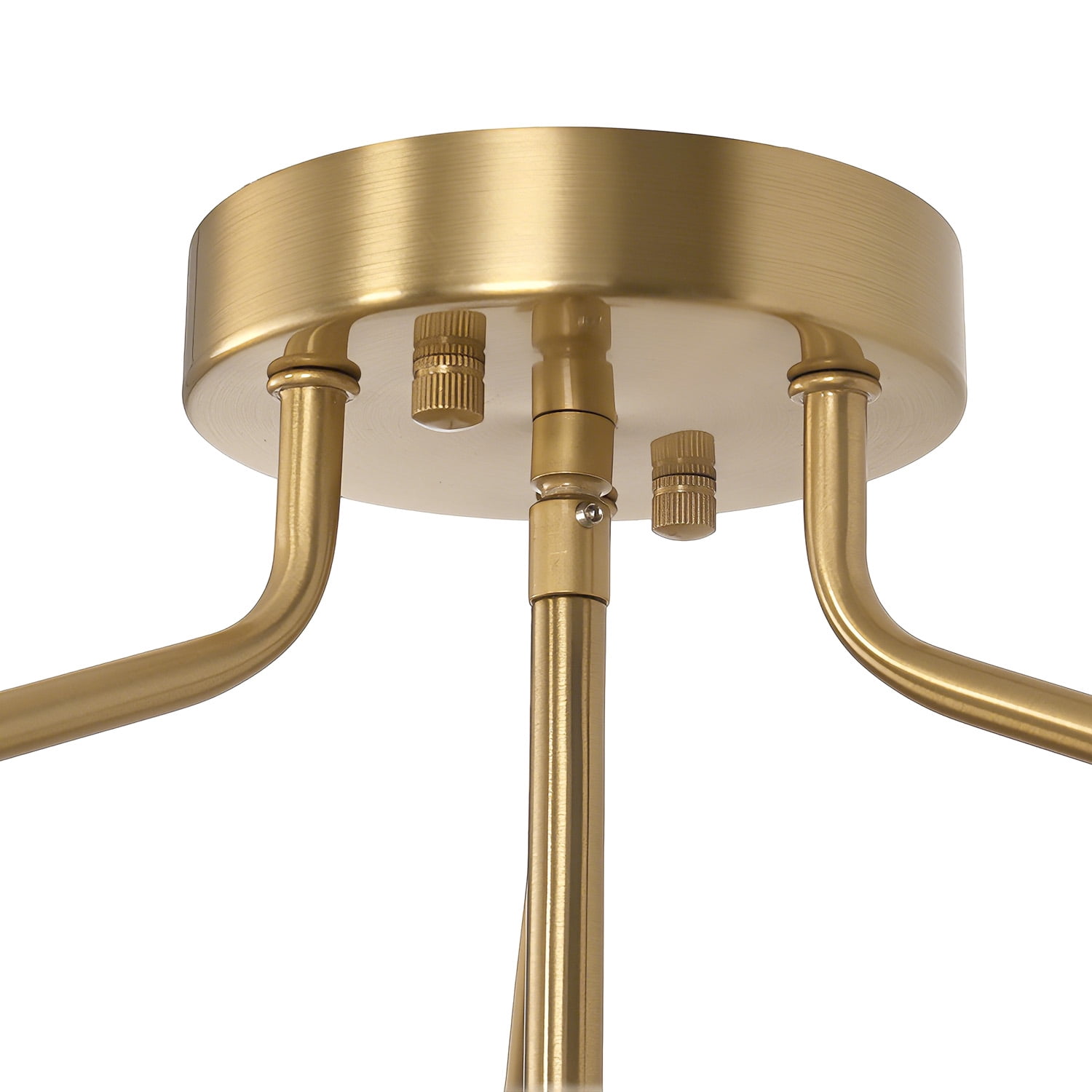 YANSUN 15.4in 3-Light Gold Semi Flush Mount Ceiling Light with Textured Clear Glass Shade, E26 Base Industrial Modern Light Fixture for Bedroom Hallway Kitchen