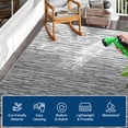 thumbnail image 5 of HIWEAVER 9' x 12' Gray/White Outdoor Rug PP Plastic Straw Woven Waterproof Patio Rug with Border Portable Outside Carpet for Balcony Deck Picnic Garden Decor, 5 of 6