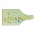 thumbnail image 1 of Cartoon Cutting Board, Abstract Chick Design with Plaid Pattern Butterfly Giant Egg Funny, Decorative Tempered Glass Cutting and Serving Board, Wine Bottle Shape, Pale Yellow Pale Blue, by Ambesonne, 1 of 1
