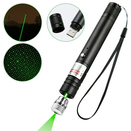 Long Range Green Laser Pointer, USB Rechargeable 2000 Meters Outdoor Tactical Green Laser Pointer, Cat Toy Laser Flashlight, Black