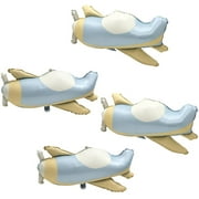 4D Cartoon Matte Plane Balloon Transportation Airplane Helicopter Party Supplies, 4 Pack Flying Plane Balloons Fighter Copter Aircraft Mylar Balloons Fighter Jet Airplane Aviator Adventure Decoration