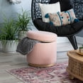 thumbnail image 2 of Linon Primrose Storage Ottoman Stool, Natural Finish with Blush Sherpa Fabric, 2 of 10