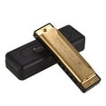 thumbnail image 3 of Graflsoa 10-Hole C Key Blues Harmonica with Phosphor Bronze Reeds, Stainless Steel Mirror Finish, ABS Comb, Includes Protective Case, Gold Color, 3 of 6