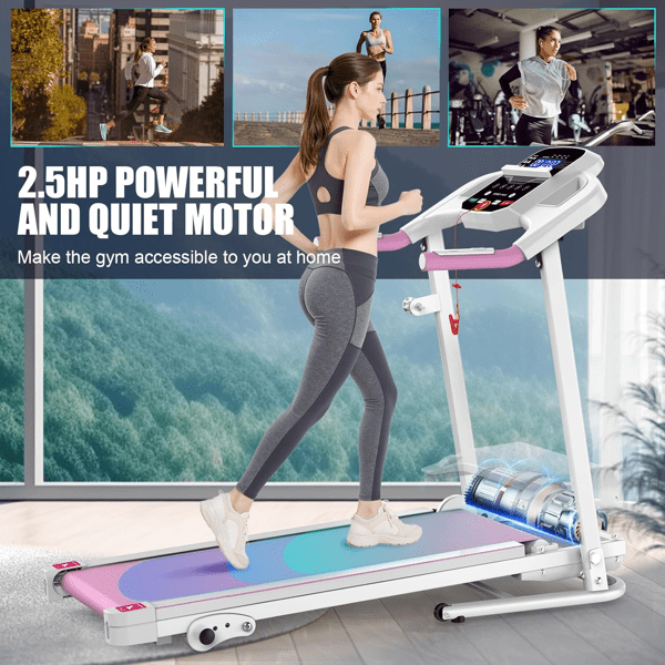 Ambifirner Quiet Foldable Treadmill - 2.5HP Brushless Motor, 3-Level Incline, Space Saving for Small Homes