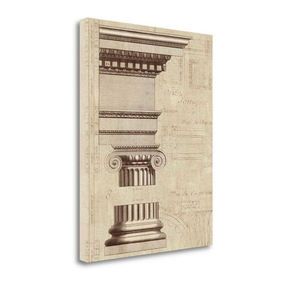 Architectural Rendering II Burlap Sepia Crop By W.Apple-CanvasFabric Multi-Color