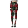 thumbnail image 1 of Gibobby Leggings de Navidad para mujer Pantalones estampados navideños personalizados para mujer, polainas personalizadas para polainas para correr(Rojo,CH), 1 of 3
