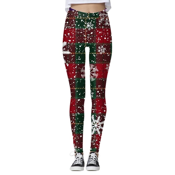 Gibobby Leggings de Navidad para mujer Pantalones estampados navideños personalizados para mujer, polainas personalizadas para polainas para correr(Rojo,M)