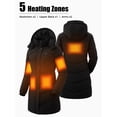 thumbnail image 3 of Wantdo Women's Heated Jacket with 20000mAh Battery, Detachable Hood Warm Winter Coat for Outdoor Black Large, 3 of 12