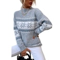 thumbnail image 3 of Jersey JUNBOON para mujer con cuello redondo y manga larga con estampado de copos de nieve, 3 of 7