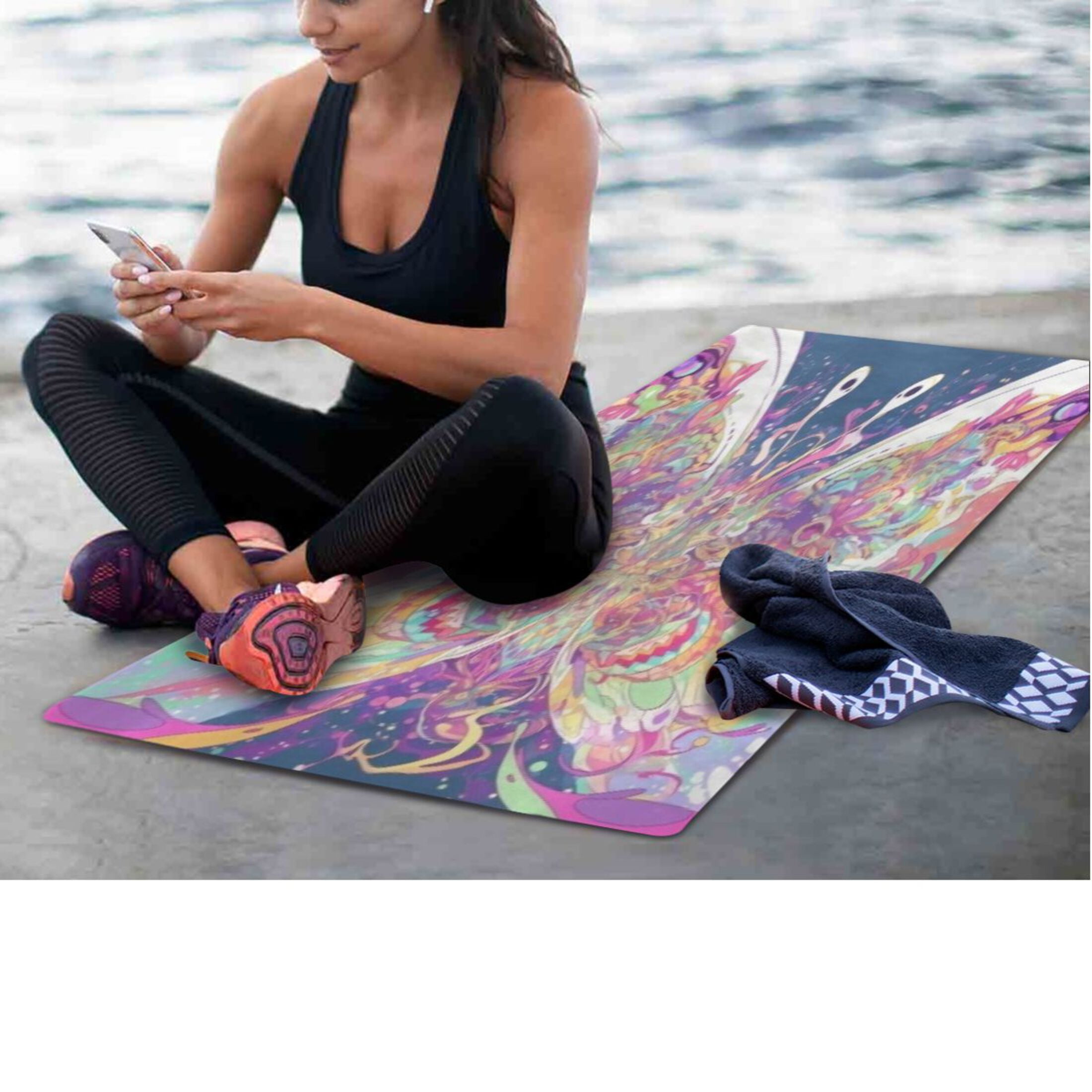 BZSMCE Yoga Mat Women Fitness Mat Iridescent Butterfly Pattern