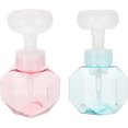 thumbnail image 1 of Dispensador de espuma en forma de flor, 2 uds., dispensador de espuma para baño, dispensador de jabón de flores recargable, transparente para cocina, baño, viaje, azul, rosa, 300ml, 1 of 5