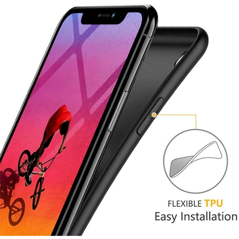 Phone case for TCL 20 SE (6.82) with 1 Tempered Glass Screen Protector,  Ultra-Thin Black Soft Silicone TPU 