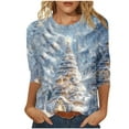 thumbnail image 3 of Weiqiqre Women's Tops, Tees & Blouses 3/4 Length Sleeve Crew Neck Blouses Dressy Casual Summer T Shirts Loose Fit Chirstmas Clothes, 3 of 6