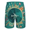 thumbnail image 6 of Kll Around The Planet Men'S Casual Summer Beach Shorts Hawaiian Shorts With Pockets-Large, 6 of 9