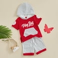 thumbnail image 3 of Okbabeha Baby Baseball Outfit Play Ball Hooded Sweatshirt and Shorts Game Day Outfit Toddler Boy Summer Clothes, 3 of 6
