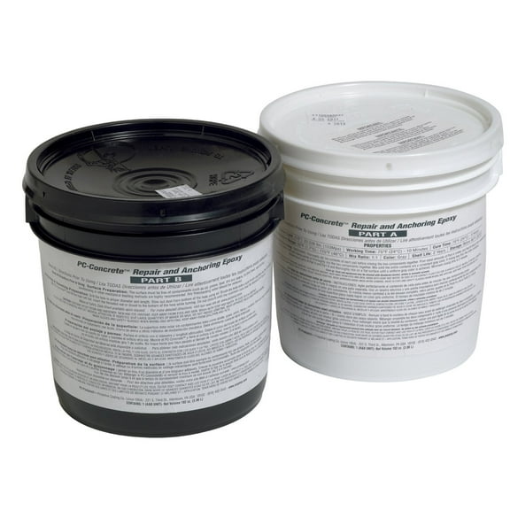 PC Products PC-Concrete Epoxy Adhesive Paste for Anchoring and Crack Repair, Two-Part 102 oz in Two Pails, Gray 71021