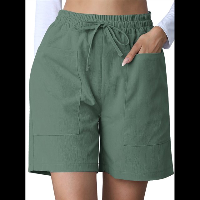 Pantalones Cortos Casuales Omen con Cordón Ajustable, Cintura Elástica y Cómodos, de Verano, con Bolsillos, Color Verde Océano, Talla XXL