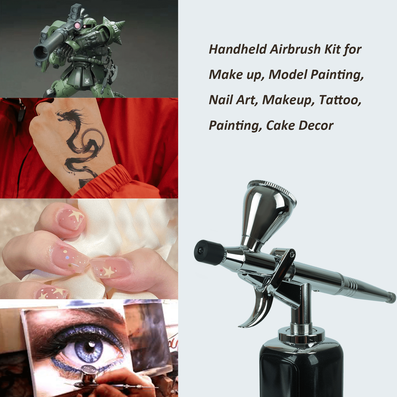 High air Flow Airbrush Kit,Portable Airbrush Compressor, Rechargeable Cordless Airbrush, Mini Air Brush, Handheld Airbrush Gun for Barber, Model Painting, Nail Art, Makeup, Tattoo