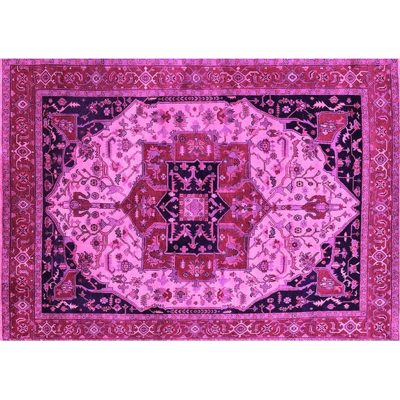 Ahgly Company Indoor Rectangle Oriental Pink Industrial Area Rugs, 7' x 9'