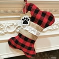 thumbnail image 3 of Pet Dog Christmas Stockings, Buffalo Red Black Plaid Large Bone Shape Pets Stockings,Burlap Red and Black Plaid Large Fish or Bone Shaped Rustic Plaid Burlap Christmas Ornaments, 3 of 7