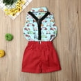 thumbnail image 7 of Qiylii Boy Gentleman Clothes Sets Cartoon Car Print Vest + Suspender Shorts, 7 of 7