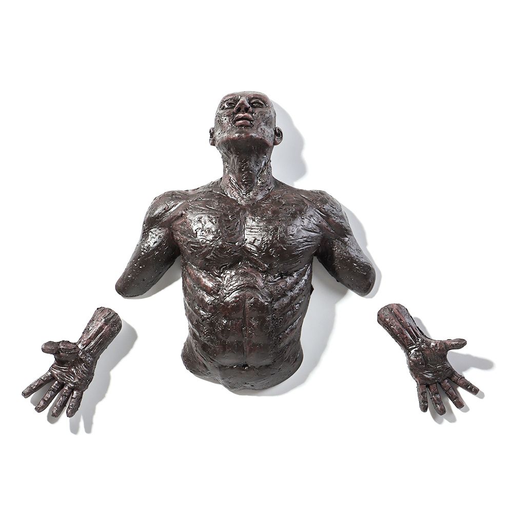 3D Through Wall Figure Sculpture Resin Electroplating Imitation Copper Abstract Character