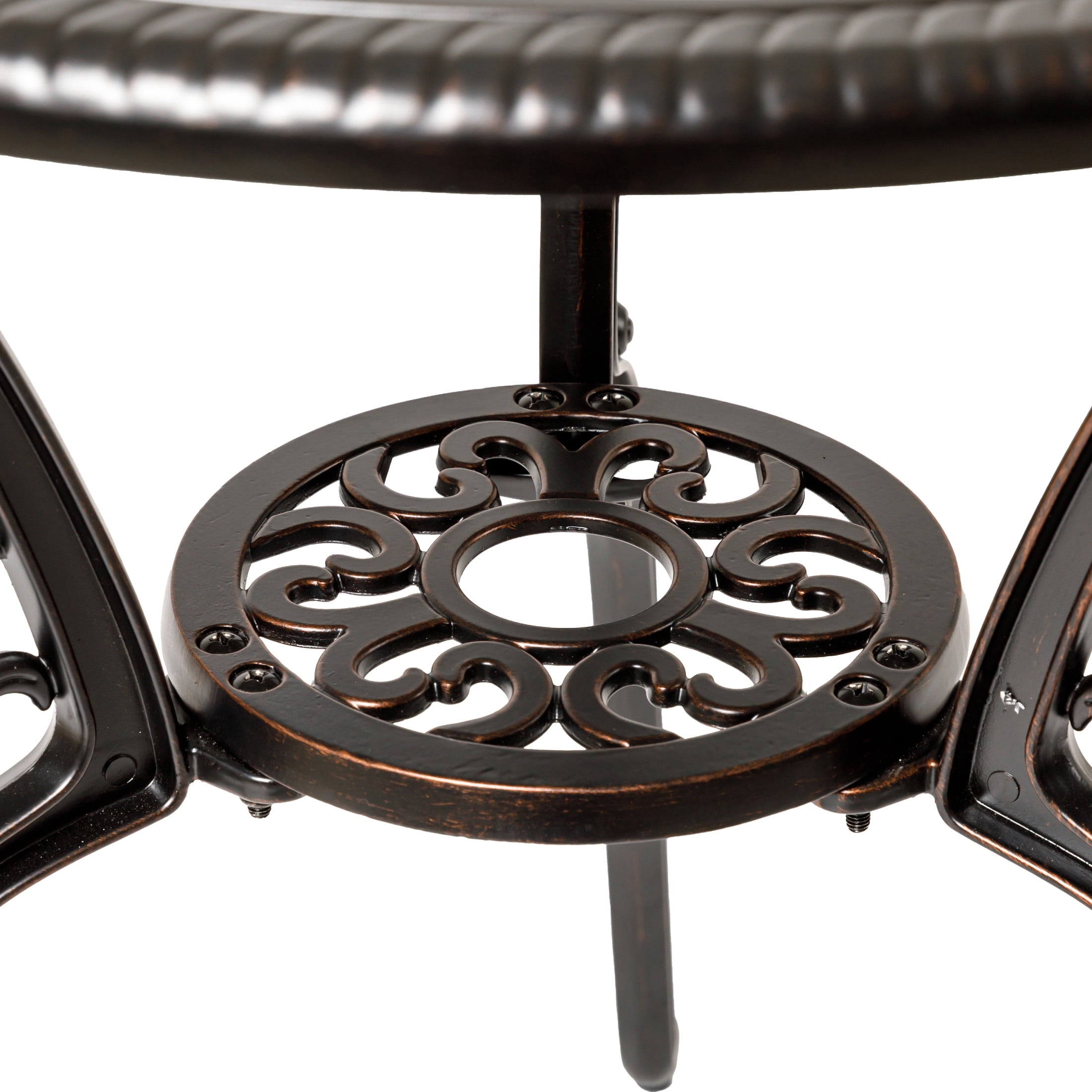 Christopher Knight Home 3-Piece Outdoor Bistro Set, Round Patio Table with Armchairs, Copper Finish