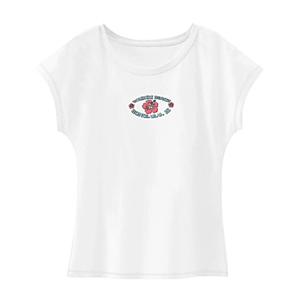 Camiseta para mujer verano suave cuello redondo camiseta para oficina vacaciones uso diario calle L