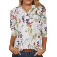 thumbnail image 1 of Tops de camisa suelta informales con cuello levantado con botones y mangas largas estampadas para mujer a la moda Pompotops FGAJ22072, 1 of 9
